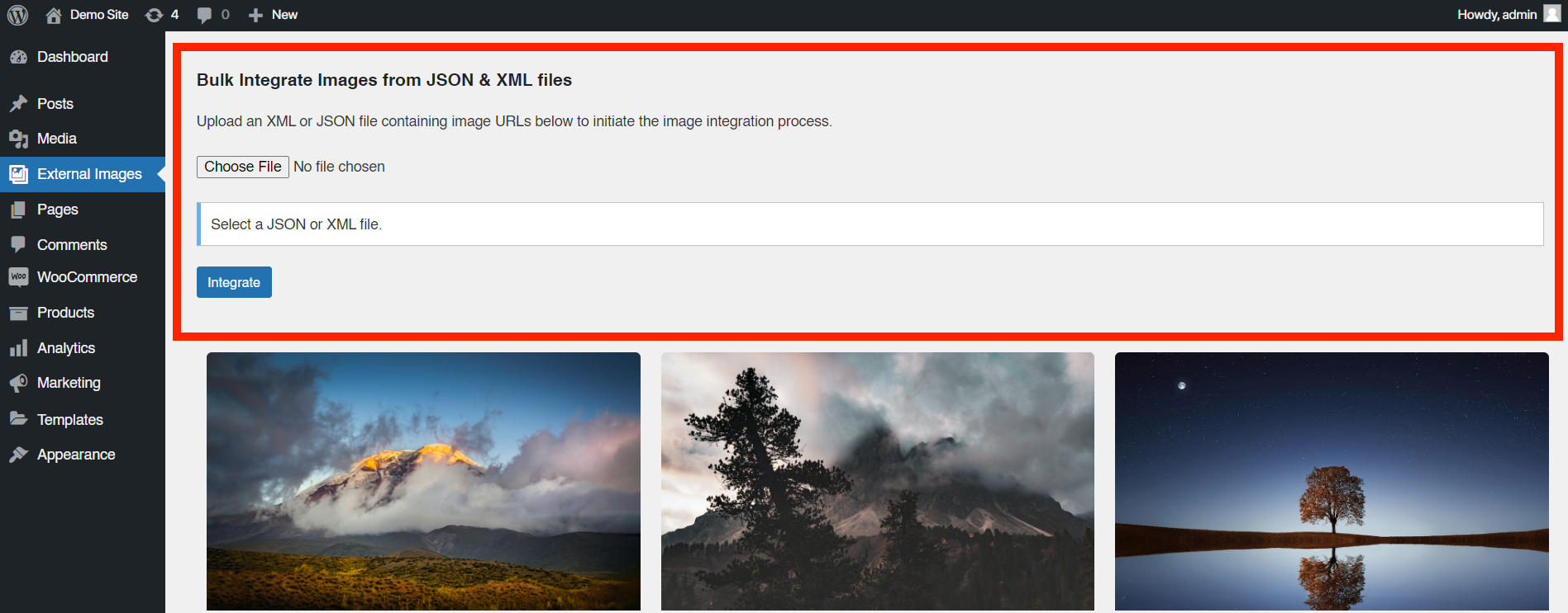 WordPress bulk image integrator